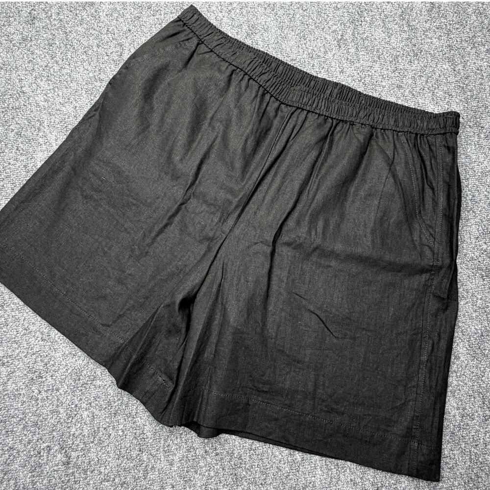 Max Studio London Shorts Womens 2X Black Linen Rayon Pull On Elastic Waist NWT